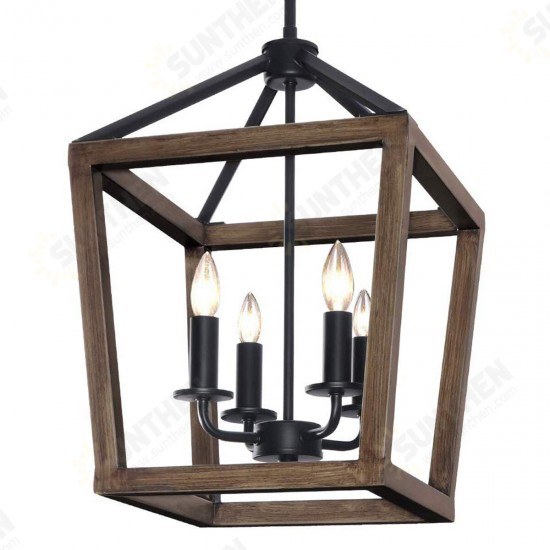 4-Light Chandelier Rustic Metal Pendant Light, Adjustable Height Square Pendant Ceiling Hanging Light Fixture with Oil Rubbed Bronze Finish 4-Light Chandelier Rustic Metal Pendant Light, Adjustable Height Square Pendant Ceiling Hanging Light Fixture with Oil Rubbed Bronze Finish