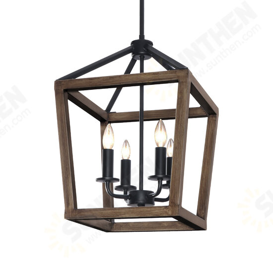 4-Light Chandelier Rustic Metal Pendant Light, Adjustable Height Square Pendant Ceiling Hanging Light Fixture with Oil Rubbed Bronze Finish 4-Light Chandelier Rustic Metal Pendant Light, Adjustable Height Square Pendant Ceiling Hanging Light Fixture with Oil Rubbed Bronze Finish