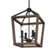 4-Light Chandelier Rustic Metal Pendant Light, Adjustable Height Square Pendant Ceiling Hanging Light Fixture with Oil Rubbed Bronze Finish 4-Light Chandelier Rustic Metal Pendant Light, Adjustable Height Square Pendant Ceiling Hanging Light Fixture with Oil Rubbed Bronze Finish