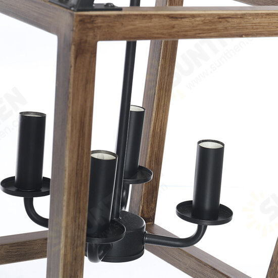 4-Light Chandelier Rustic Metal Pendant Light, Adjustable Height Square Pendant Ceiling Hanging Light Fixture with Oil Rubbed Bronze Finish 4-Light Chandelier Rustic Metal Pendant Light, Adjustable Height Square Pendant Ceiling Hanging Light Fixture with Oil Rubbed Bronze Finish