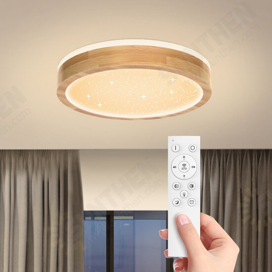 45W 40CM Wooden Ceiling Lamp Double Light Color Stepless Dimming Starry Ceiling Light With Remote Control AC185-265V 45W 40CM Wooden Ceiling Lamp Double Light Color Stepless Dimming Starry Ceiling Light With Remote Control AC185-265V