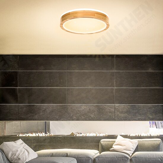 45W 40CM Wooden Ceiling Lamp Double Light Color Stepless Dimming Starry Ceiling Light With Remote Control AC185-265V 45W 40CM Wooden Ceiling Lamp Double Light Color Stepless Dimming Starry Ceiling Light With Remote Control AC185-265V
