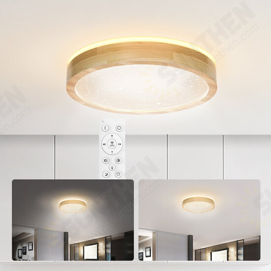 45W 40CM Wooden Ceiling Lamp Double Light Color Stepless Dimming Starry Ceiling Light With Remote Control AC185-265V 45W 40CM Wooden Ceiling Lamp Double Light Color Stepless Dimming Starry Ceiling Light With Remote Control AC185-265V
