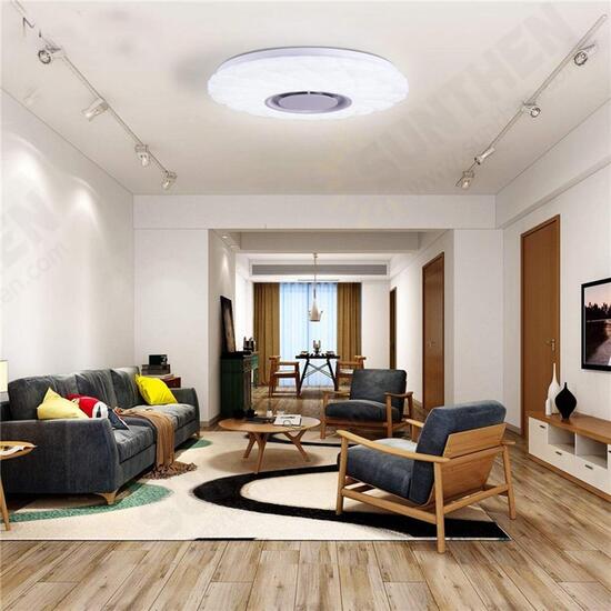 50W Dimmable LED Flush Mount Ceiling Light Bluetooth Speaker Lamp with Remote Controller