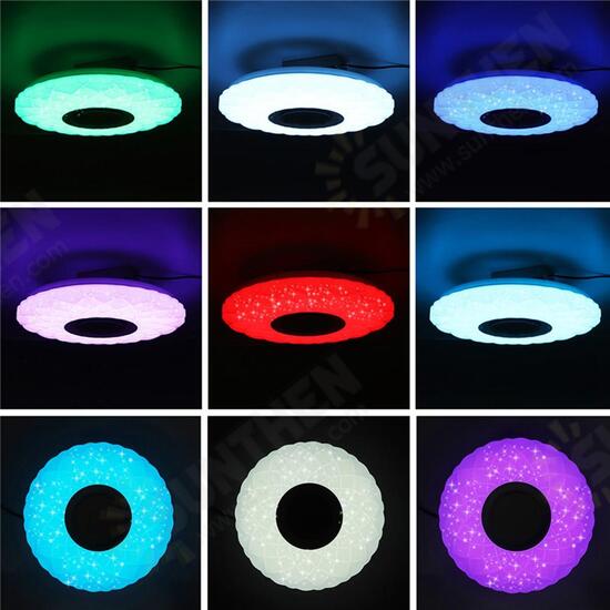 50W Dimmable LED Flush Mount Ceiling Light Bluetooth Speaker Lamp with Remote Controller