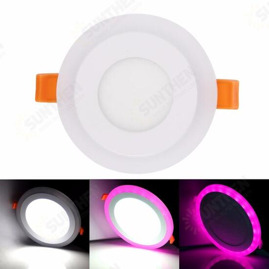 6W RGB Dual Color LED Recessed Ceiling Round Panel Down Light Lamp 6W RGB Dual Color LED Recessed Ceiling Round Panel Down Light Lamp