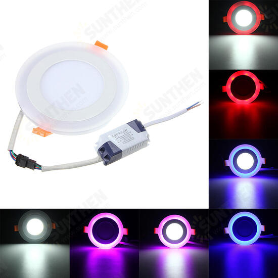 6W RGB Dual Color LED Recessed Ceiling Round Panel Down Light Lamp 6W RGB Dual Color LED Recessed Ceiling Round Panel Down Light Lamp