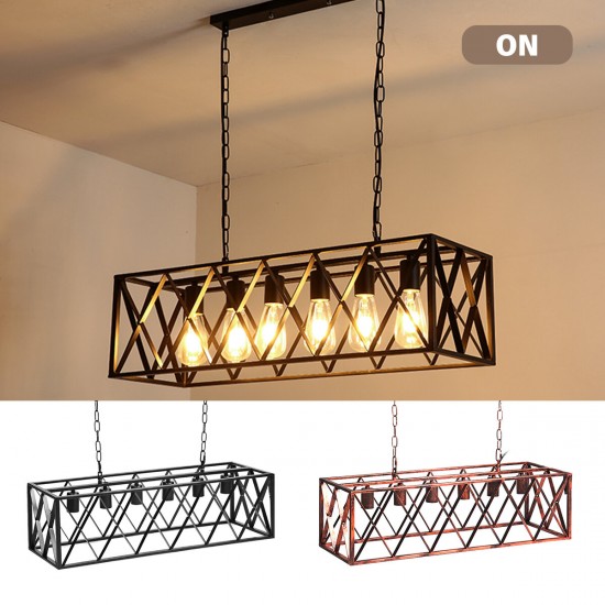 85-265V E27 Industrial Kitchen Pendant 4/6-Light Chandelier Ceiling Lamp Fixture Decor Without Bulb