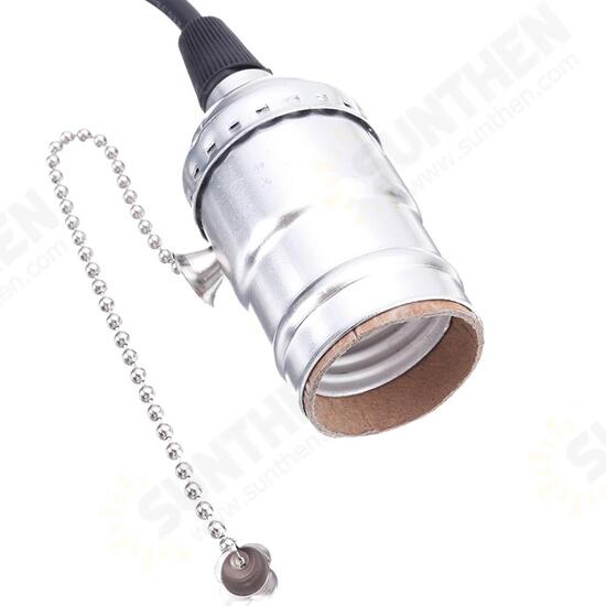 AC110-250V E27 Sliver Vintage Edison Light Socket Lamp Holder Pendant Bulb Adapter with Zipper