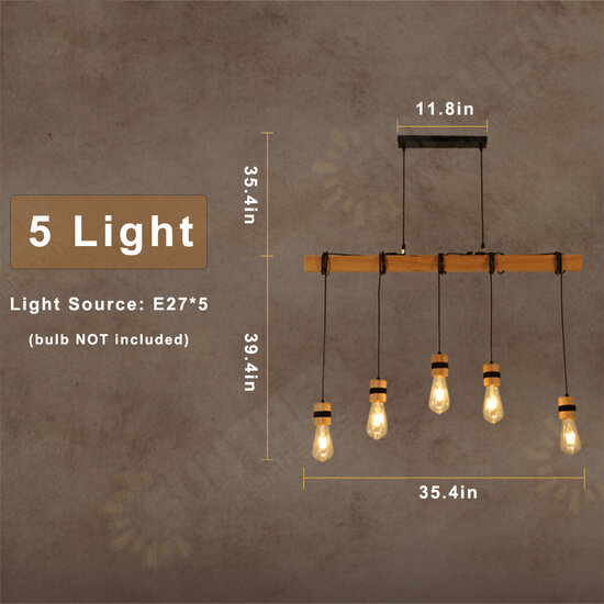 AC85-265V Industrial Wooden E27 Pendant Light Ceiling Lamp Chandeliers Lighting Fixtures Without Bulb