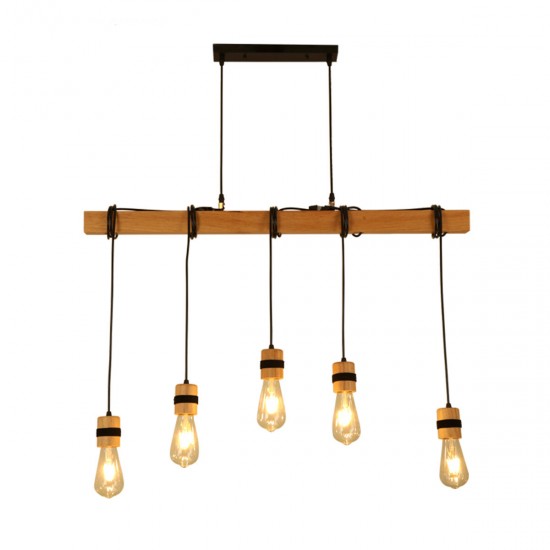AC85-265V Industrial Wooden E27 Pendant Light Ceiling Lamp Chandeliers Lighting Fixtures Without Bulb