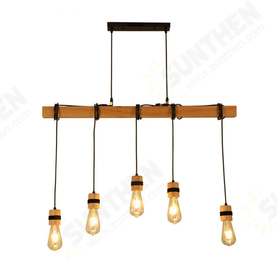 AC85-265V Industrial Wooden E27 Pendant Light Ceiling Lamp Chandeliers Lighting Fixtures Without Bulb