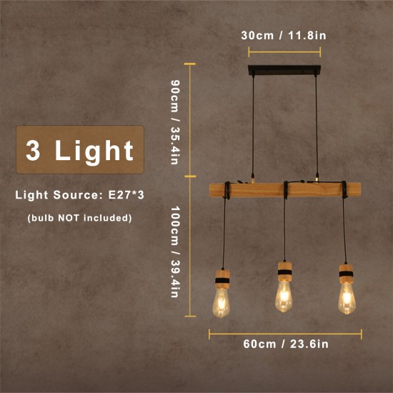 AC85-265V Industrial Wooden E27 Pendant Light Ceiling Lamp Chandeliers Lighting Fixtures Without Bulb