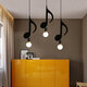 AC85-265V Music Symbol Pendant Lights E27 Creative Black Led Pendant Lamp for Bar bedroom bookroom Pendant Lighting Without Bulb