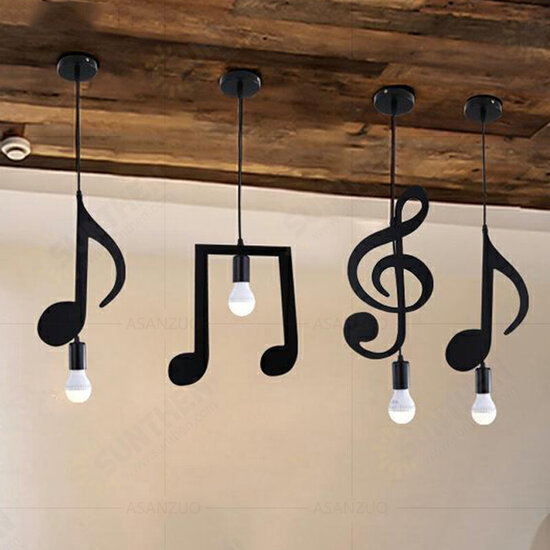 AC85-265V Music Symbol Pendant Lights E27 Creative Black Led Pendant Lamp for Bar bedroom bookroom Pendant Lighting Without Bulb AC85-265V Music Symbol Pendant Lights E27 Creative Black Led Pendant Lamp for Bar bedroom bookroom Pendant Lighting Without Bulb