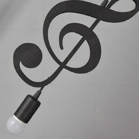 AC85-265V Music Symbol Pendant Lights E27 Creative Black Led Pendant Lamp for Bar bedroom bookroom Pendant Lighting Without Bulb