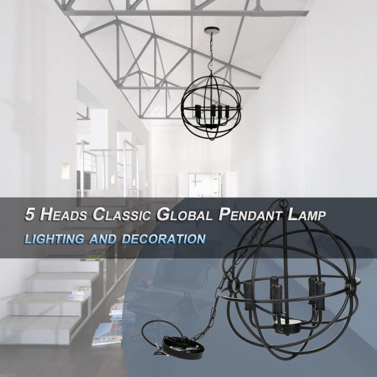 Antique Style Industrial Vintage Light Ceiling Chandelier 5 Lights Decorative Luminaire Metal Hanging Fixture