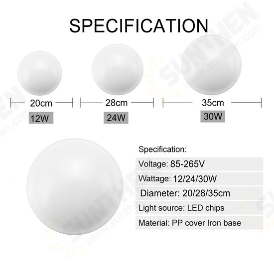 Ceiling Light 12/24/30W 85V-265V 28cm LED Mount Fixture Lamp Bedroom Living Room Ceiling Light 12/24/30W 85V-265V 28cm LED Mount Fixture Lamp Bedroom Living Room