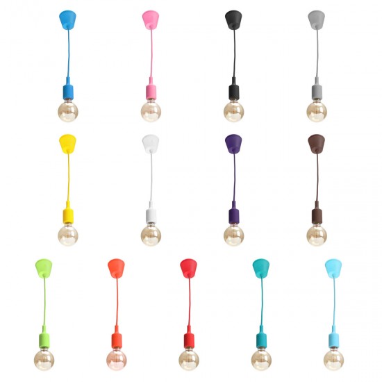Colorful E27 E26 Silicone Ceiling Lamp Holder Light Socket Customize Rope Cord