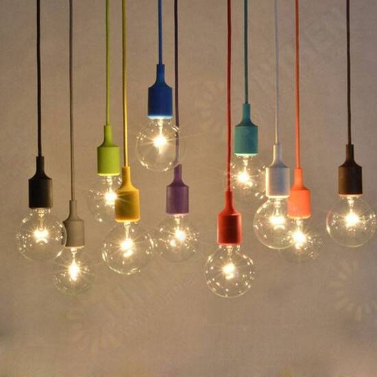 Colorful E27 Silicone Rubber Pendant Light Lamp Holder Socket DIY