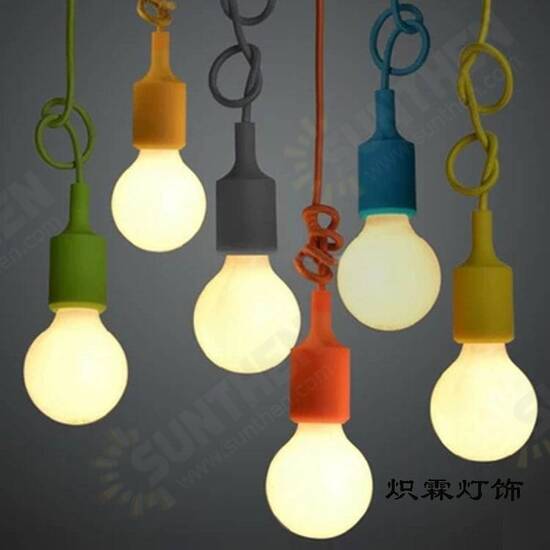 Colorful E27 Silicone Rubber Pendant Light Lamp Holder Socket DIY