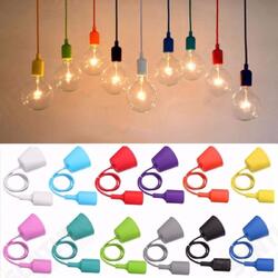 Colorful E27 Silicone Rubber Pendant Light Lamp Holder Socket DIY Colorful E27 Silicone Rubber Pendant Light Lamp Holder Socket DIY