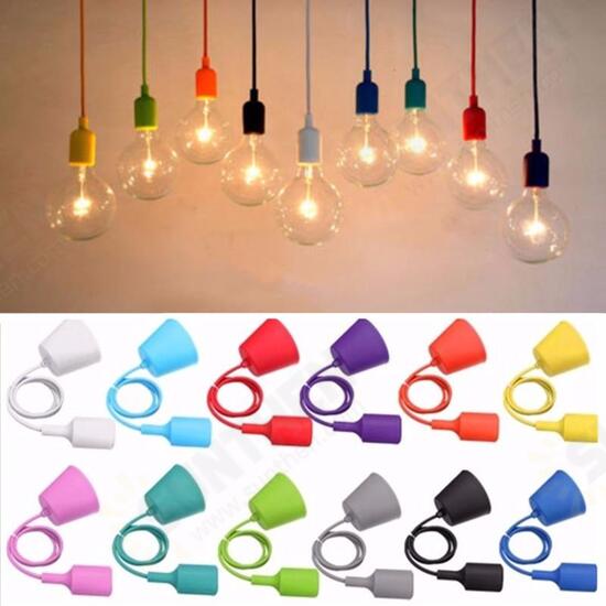 Colorful E27 Silicone Rubber Pendant Light Lamp Holder Socket DIY