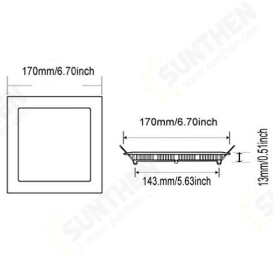 Dimmable 12W Square Ultra Thin Ceiling Energy-Saving LED Panel Light