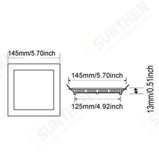 Dimmable Ultra Thin 9W LED Ceiling Square Panel Down Light Lamp