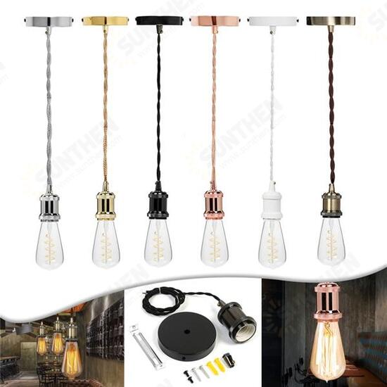 E26/E27 Edison Chandelier Twine Rope Vintage Pendant Light Ceiling Lamp Fixture Holder AC110V-240V