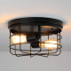 E26/E27 Industrial Vintage Metal Round Pendant Lamp Semi Flush Mount Ceiling Light Shade Without Bulb