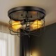 E26/E27 Industrial Vintage Metal Round Pendant Lamp Semi Flush Mount Ceiling Light Shade Without Bulb