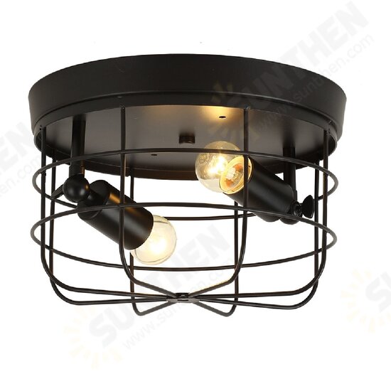 E26/E27 Industrial Vintage Metal Round Pendant Lamp Semi Flush Mount Ceiling Light Shade Without Bulb