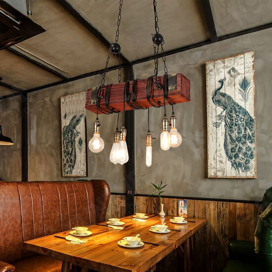 E26x6 Light Wooden Chandelier Industry Restaurant Pendant Lamp Art Ceiling Decor AC110-240V E26x6 Light Wooden Chandelier Industry Restaurant Pendant Lamp Art Ceiling Decor AC110-240V