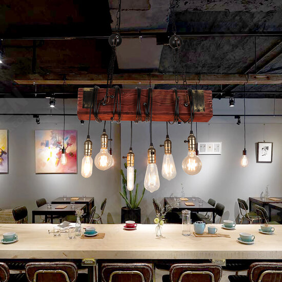 E26x6 Light Wooden Chandelier Industry Restaurant Pendant Lamp Art Ceiling Decor AC110-240V E26x6 Light Wooden Chandelier Industry Restaurant Pendant Lamp Art Ceiling Decor AC110-240V