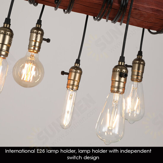 E26x6 Light Wooden Chandelier Industry Restaurant Pendant Lamp Art Ceiling Decor AC110-240V E26x6 Light Wooden Chandelier Industry Restaurant Pendant Lamp Art Ceiling Decor AC110-240V