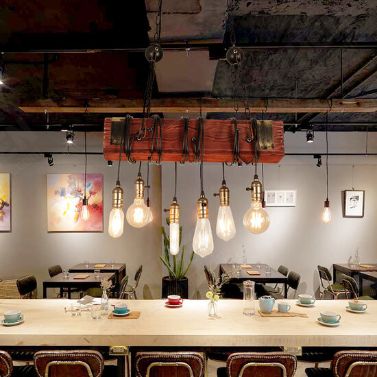 E26x6 Light Wooden Chandelier Industry Restaurant Pendant Lamp Art Ceiling Decor AC110-240V E26x6 Light Wooden Chandelier Industry Restaurant Pendant Lamp Art Ceiling Decor AC110-240V