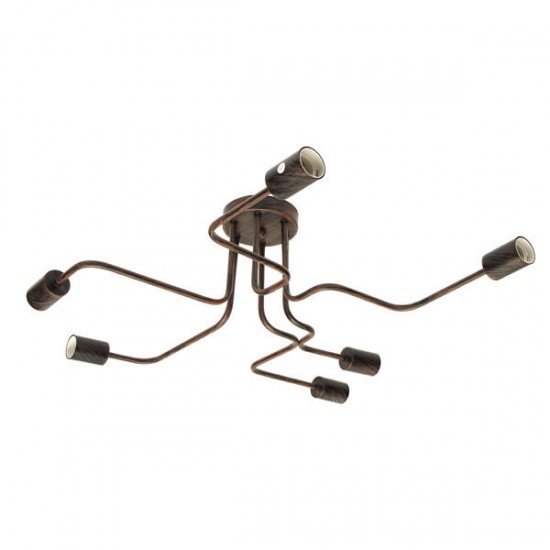 E27 6Heads Vintage Industrial Chandelier Pendant Light Metal Flush Mount Ceiling Lamp AC110-240V