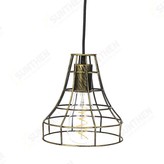 E27 Chandelier Bronze Black Rust Pendant Light Wire Cage Hanging Light Fixture