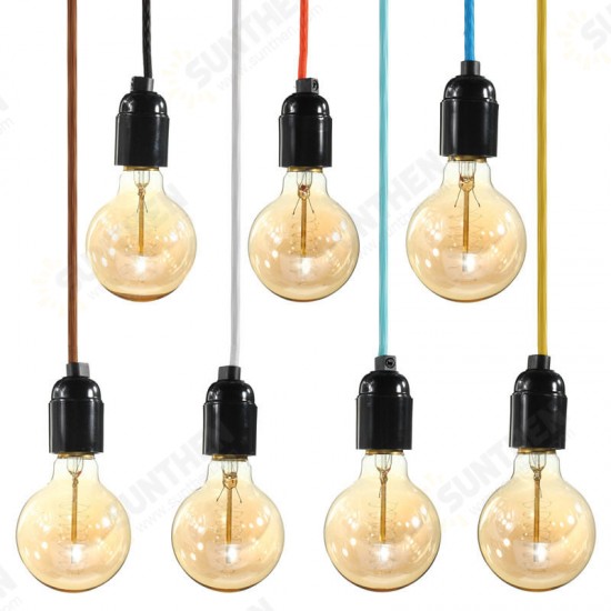 E27 Fabric Cable Pendant Lamp Vintage Industrial Filament Light Bulb Holder Base 110V-240V E27 Fabric Cable Pendant Lamp Vintage Industrial Filament Light Bulb Holder Base 110V-240V