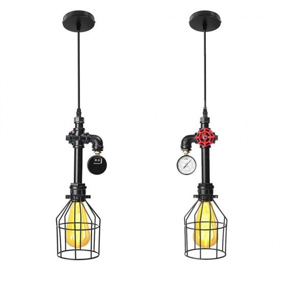 E27 Industrial Vintage Iron Cage Ceiling Light Hang Wire Chandelier Pendant Lamp AC85-220V