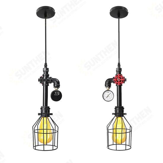 E27 Industrial Vintage Iron Cage Ceiling Light Hang Wire Chandelier Pendant Lamp AC85-220V