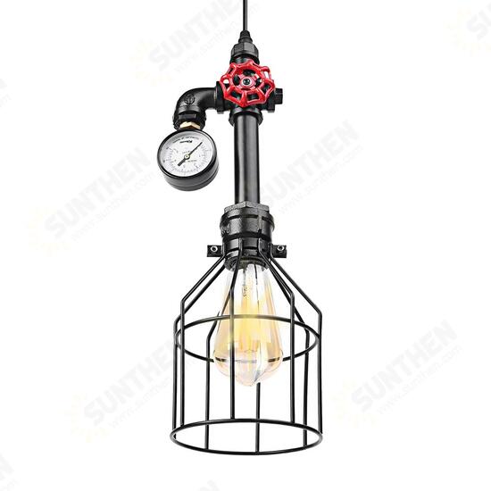 E27 Industrial Vintage Iron Cage Ceiling Light Hang Wire Chandelier Pendant Lamp AC85-220V