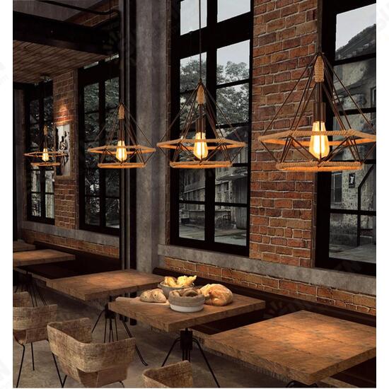 E27 Loft Industrial Hemp Rope Birdcage Chandelier Restaurant Bar Light Pendant Lamp E27 Loft Industrial Hemp Rope Birdcage Chandelier Restaurant Bar Light Pendant Lamp