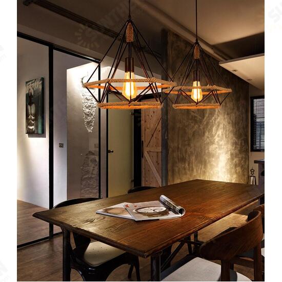 E27 Loft Industrial Hemp Rope Birdcage Chandelier Restaurant Bar Light Pendant Lamp E27 Loft Industrial Hemp Rope Birdcage Chandelier Restaurant Bar Light Pendant Lamp