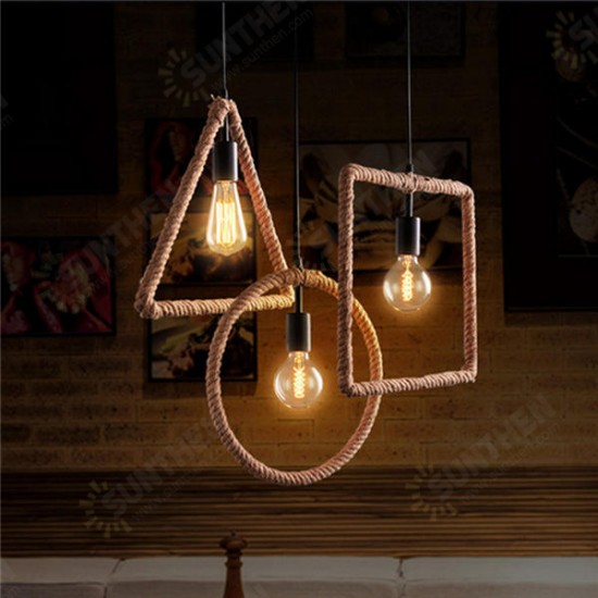 E27 Retro Vintage Industrial Pendant Ceiling Light Creative Hemp Rope Chandelier Lamp AC110-220V E27 Retro Vintage Industrial Pendant Ceiling Light Creative Hemp Rope Chandelier Lamp AC110-220V