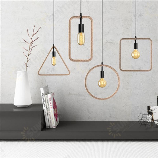E27 Retro Vintage Industrial Pendant Ceiling Light Creative Hemp Rope Chandelier Lamp AC110-220V E27 Retro Vintage Industrial Pendant Ceiling Light Creative Hemp Rope Chandelier Lamp AC110-220V