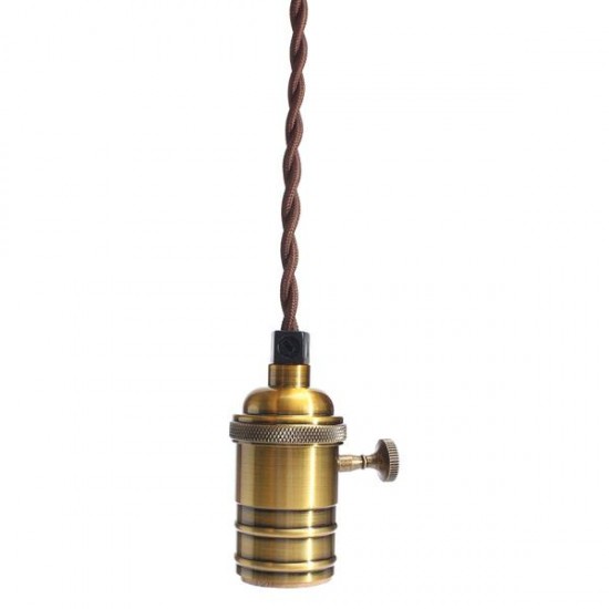 E27 Vintage Copper Pendant Ceiling Light Lamp Holder Hanging Lampshade Socket Fixture