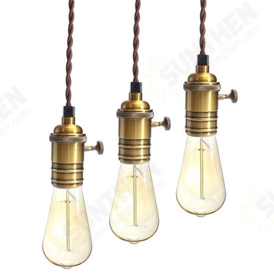 E27 Vintage Copper Pendant Ceiling Light Lamp Holder Hanging Lampshade Socket Fixture