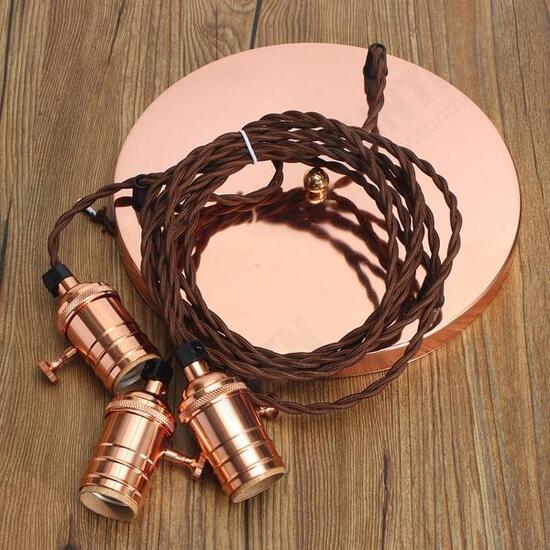 E27 Vintage Copper Pendant Ceiling Light Lamp Holder Hanging Lampshade Socket Fixture